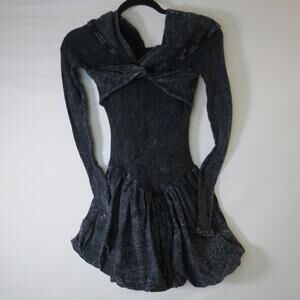 Madrag Y2K Juniors Bubble Cross Dress Basque Party Dress Grey Acid Wash Size L